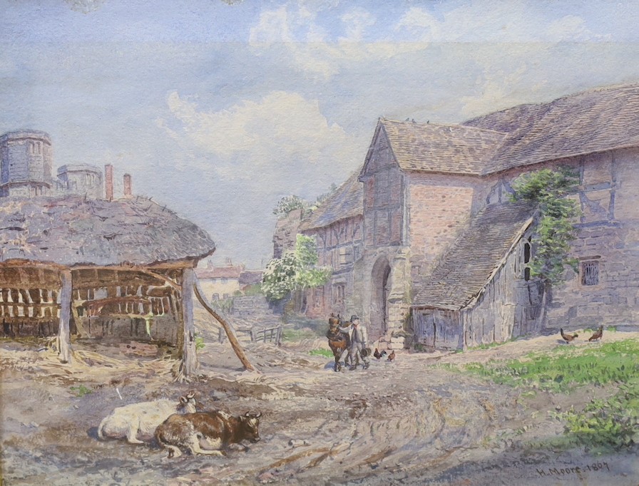 Henry Moore RA (1831-1895), pencil and watercolour, 'The Earl of Leicster's Barn, Kenilworth Castle', signed and dated 1867, Maas Gallery label verso, 24 x 31cm